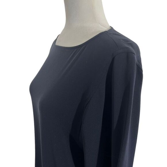 Ellen Tracy NWT Navy Solid Long Sleeve Women’s Boat Neck Blouse Top Size 10 - Picture 7 of 12